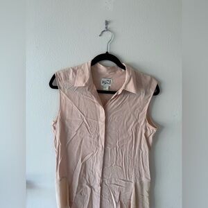 Women's Pink Sleeveless Button Down Shirt